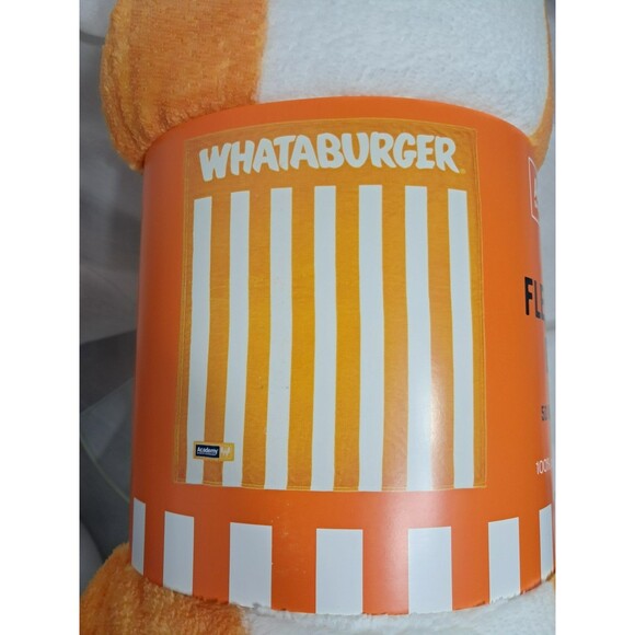 NEW Academy Whataburger Fleece Throw Blanket Orange White 50"x60" - Picture 4 of 5